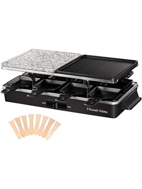 Appareil Raclette Multifonction 3 en 1 - 8 Personnes - 1400W - Pierre de Cuisson
